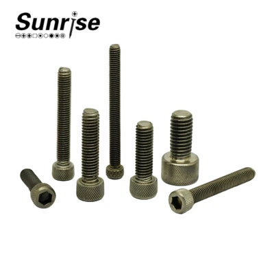 Sekrup Titanium Knurled Kepala Cangkir Sepeda Motor Berwarna Hitam Anodized