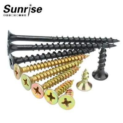 DIN18182 Sekrup Drywall Gipsum Hitam Fosfat Kepala Terompet Datar