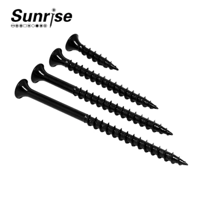 Sekrup Self Tapping Drywall Susun Hitam Galvanis Kepala Silang Datar Ganda